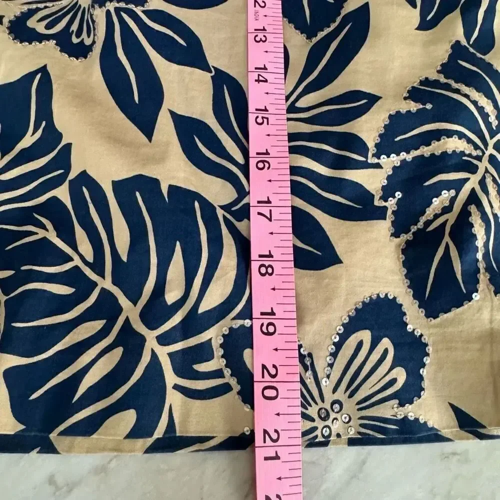 Talbots tropical print sequined skirt cotton stretch size 6